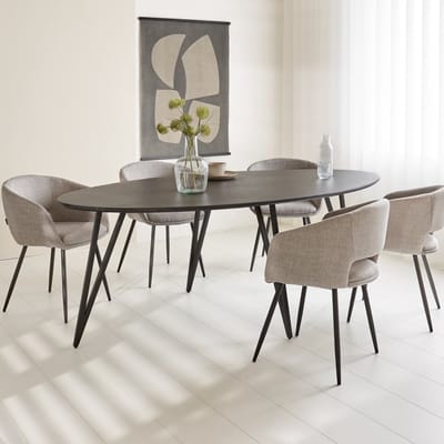 Dimehouse Ovale Zwarte Eettafel Cesar Mangohout 230 x 110 x 76 cm - Hout - Modern - Ovaal