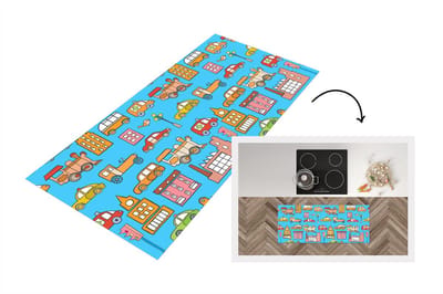 Keukenloper - Loper keuken - Patronen - Auto - Huis - 120x50 cm - Keukenloper vinyl