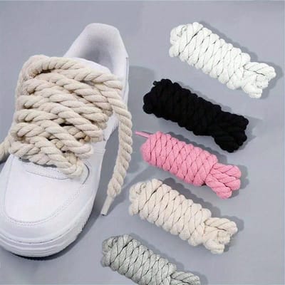 1 paar Ronde Touwveters Voor Canvas Schoenen, Skateschoenen, Sneakers Decoratie Thick Beige black