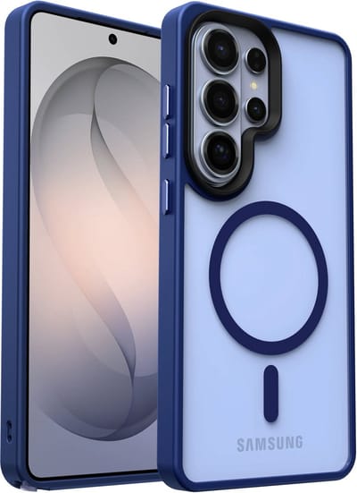 Hoesje Geschikt voor Samsung Galaxy S26 Ultra - Compatibel met MagSafe / Qi2 - Matte Beschermhoes - Back Cover met Magneet - Blauw