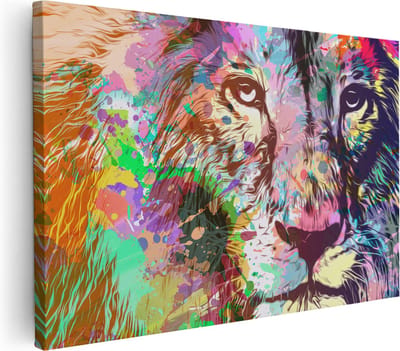 Artaza Canvas Schilderij Leeuwenkop - 30x20 cm - Klein - Abstracte Wanddecoratie - Muurdecoratie Woonkamer - Kamer Accessoires