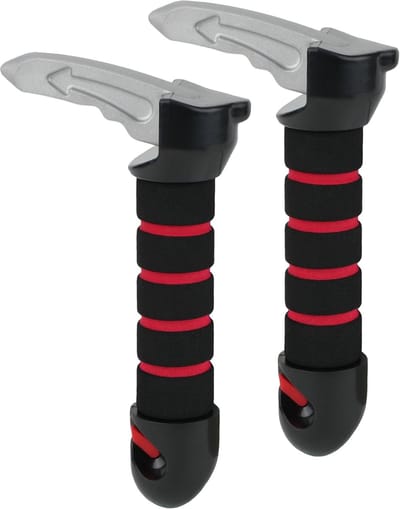 Multifunctionele 3-in-1 In- en uitstaphulp voor de auto - Uitstaphulp - Autohulp - Handybar / Handgreep Auto - Voertuigsteun - Ruitenbreker - Gordelsnijder -Autodeurgreephulp - Universeel Autoaccessoire - rood - 2 stuks