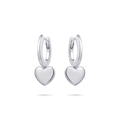 Jewels Inc. - Oorringen - Glad met scharnier en beweegbare Hart - 9mm x 9mm - 13.5mmØ - Gerhodineerd Zilver 925