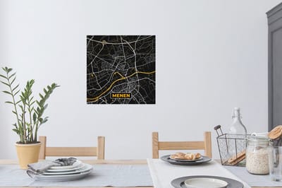 Muurstickers - Sticker Folie - Menen - Plattegrond - Goud - Stadskaart - Kaart - 80x80 cm - Plakfolie - Muurstickers Kinderkamer - Zelfklevend Behang - Zelfklevend behangpapier - Stickerfolie