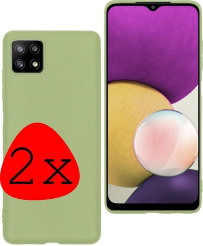Hoesje 2 Stuks - Geschikt voor Samsung Galaxy A22 4G - Sterk & Shockproof - Case Siliconen - Back Cover - Telefoon Hoes - Groen