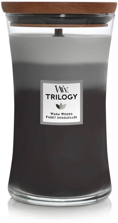WoodWick Hourglass Trilogy Large Geurkaars - Warm Woods - 130 branduren