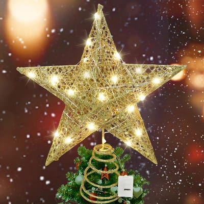 Gouden Ster voor de Kerstboom met 20 LED-lampen - Sprankelende Kerstdecoratie voor Feestdagen en Kerstfeest
