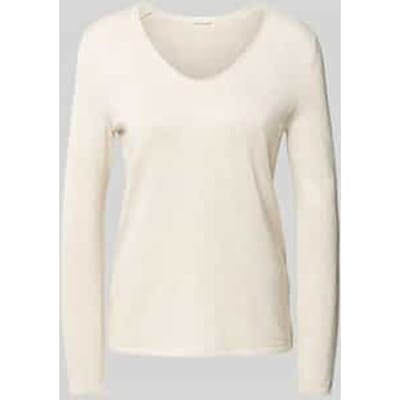 Tom Tailor - Gebreide trui met V-hals - Maat XXL - desert sand melange