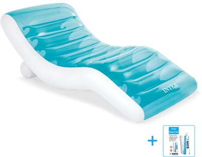 Intex - Luchtbed - Splash Lounge - Refreshing Blue - Ingebouwde bekerhouder - 191 x 99 cm inclusief reparatiesetje