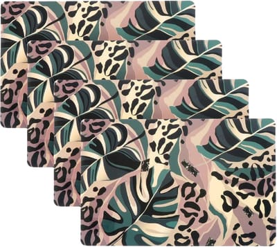 Unique Living Placemat Jungle - 8x - Monstera bladeren - 44 x 28 cm - tafeldecoratie - panterprint
