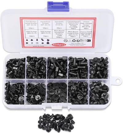 Dailygoods - Dailygoody - Computerschroevenset - 450 Stuks - Hoogwaardig en Duurzaam - Gesorteerde Set - Geschikt voor Persoonlijke Pc-behuizing - Inclusief Afstan