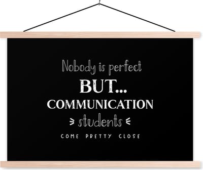 Posterhanger incl. Poster 90x60 cm - Schoolplaat - Quote - Studenten - Communication - Textielposter - Blanke latten