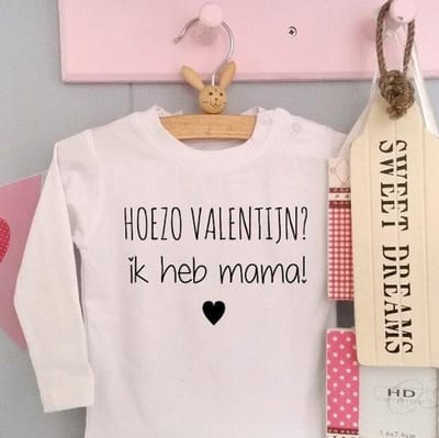 romper valentijn mama lange mouw wit maat 62-68