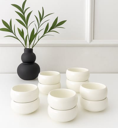 Mevaz Porseleinen Soepkommen – Set van 6 – Ø9 cm – Wit – Elegant & Veelzijdig – Voor Soep, Sauzen & Hapjes