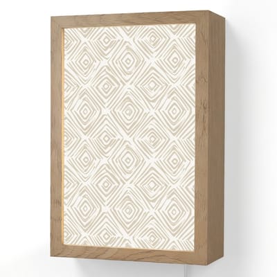 Wandlamp 20x30 cm - Oplaadbaar - Abstract - Ruit - Beige - Wandlampen binnen woonkamer - Slaapkamer lamp met kabel - Decoratieve nachtlamp - Vloerlamp snoer