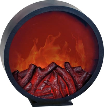 IKO Sfeerhaard/open haard - rond - zwart - met led verlichting 32,5 cm