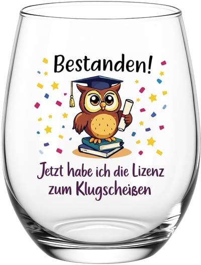 Dailygoods - Abitur 2026 cadeau - Wijnglas 550ml met unieke boodschap voor geslaagden