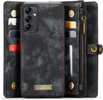 CaseMe Hoesje - Geschikt voor Samsung Galaxy A14 Hoesje - CaseMe 008 2-in-1 Book Case & Back Cover met Portemonnee - Zwart