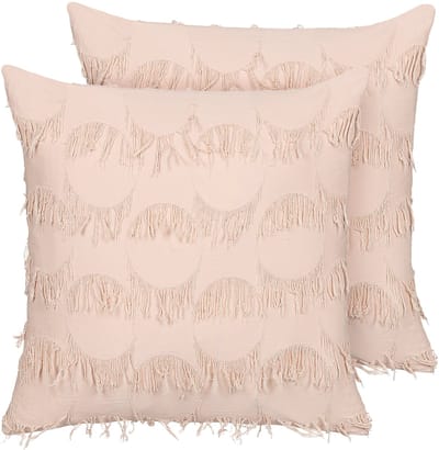 AGASTACHE - Sierkussen set van 2 - Roze - 45 x 45 cm - Polyester