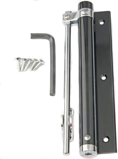 Automatische Deurdranger 180 mm – Aluminiumlegering, Veerbelast & Verstelbaar voor Houten en Aluminium Deuren – Zwart