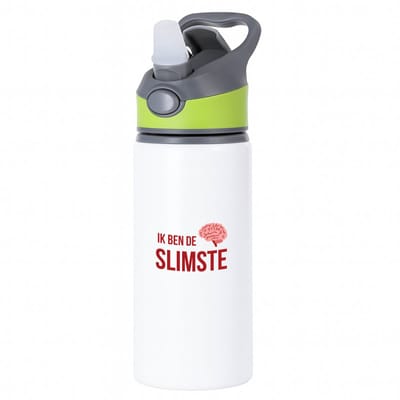 Hacebo® - Ik ben de slimste waterfles met rietje groen - Zelfvertrouwen - iemand die heel slim is - quote - cadeautje voor een slim persoon - nerd - kado - cadeau - gift - geschenk - verrassing - slimme mensen - water fles - 650ML