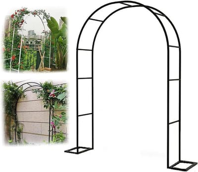 Rozenboog Metaal - Tuinboog Decoratie - Klimplanten Ondersteunen - Stabiele Vierkante Buizen - 3.5 x 2.2 Meter - Zwart