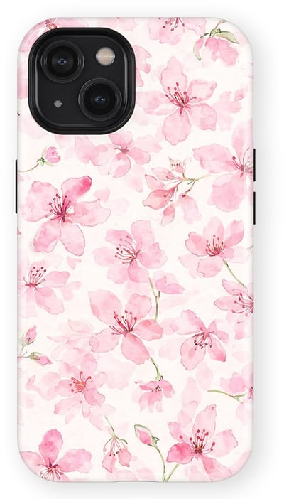 Bloemen Design Hoesje geschikt voor iPhone 14 | Flower Print Tough Case met Mag | Shockproof | Bloemen Motief Backcover geschikt voor iPhone 14 Cherry Blossom