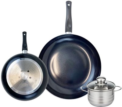 Set van 2 Koekenpannen 20 en 28 cm en 1 braadpan 12 cm Elo Prima Brillant