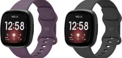 Strap-it Bundel van 2 Siliconen banden - Zwart & Donkerpaars - Geschikt voor Fitbit Versa 3 / Versa 4 / Sense 2 Maat: S - Horlogeband / Polsband / Armband / Sportarmband - Siliconen armband