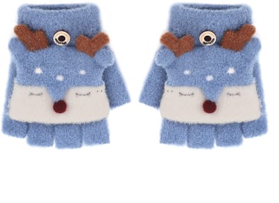 Dailygoods- Winterhandschoenen Kinderen - Vingerloze Wanten - Warme Gebreide Handschoenen - Pluche Voering - Ideaal voor Wintersport - One Size