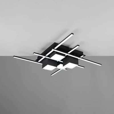Trio Lighting LED plafondlamp Roger, zwart mat, metaal, CCT, afstandsbediening.