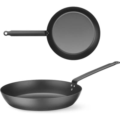 HENDI Koekenpan – Carbon Staal – Ø26 cm – Ergonomische Handgreep – Ovenbestendig tot 220°C