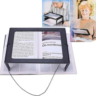 Vergrootglas– Leesloep – Bladzijdeloep – Slechtzienden en ouderen-Standloep Leesloep-vergrootglas 3x met 4 LED lamp