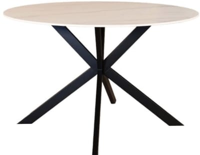 Eettafel rond 120cm Jenna marmerlook wit ronde tafel steen