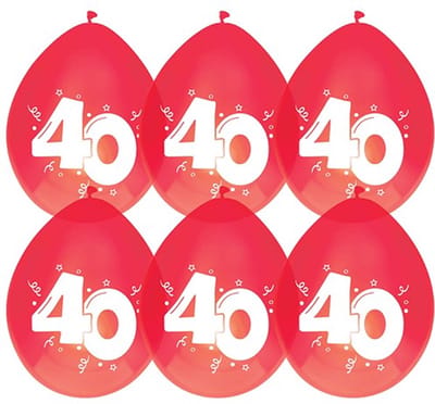 Haza - Jubileum/leeftijd thema 6x ballonnen 40 jaar - Feestartikelen