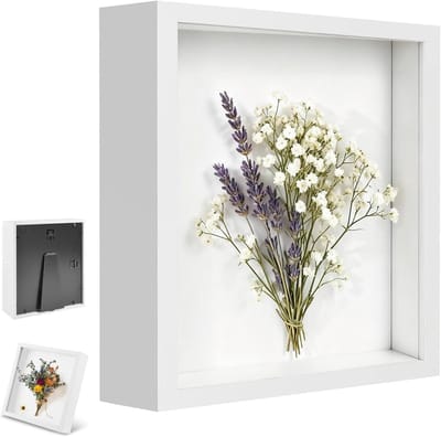 Dailygoods - Fotolijst om te vullen, diepe fotolijst om te vullen, 25 x 25 cm, met transparante acrylplaat, 3D-objectlijst, diepte 3 cm, vierkant stereoscopisch frame, muren, kunsthandwerk, wit