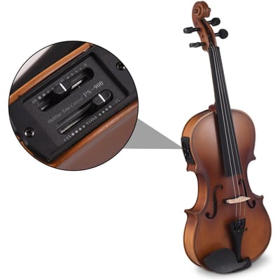 4 4 EQ Violon Taille Complète Ensemble Violon Bois Massif pour Débutants Étudiants Apprenants Scolaires Support d'Épaule Câble Audio Pièce de Rechange black