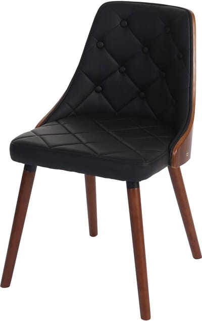 Set van 2 eetkamerstoelen MCW-A75, bezoekersstoel keukenstoel, walnoot-look gebogen hout ~ kunstleer zwart