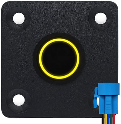 ProRide Metalen drukschakelaar Inbouwpaneel 12V ON-OFF - 16mm - met Aansluitkabel - 12V/24V - LED indicatie Geel