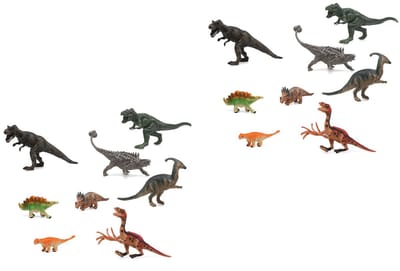 Atosa Speelgoed dinosaurussen dieren speelfiguren - set 16x stuks - kunststof - tussen 5 -13 cm - mix van dieren
