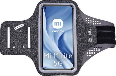 Hoesje Geschikt voorXiaomi Mi 11 lite hardloop telefoonhouder – armband - sportband - van stof - Zwart