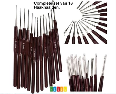 *** Set 16 Stuks 0.5 Mm-2.5 Mm Haaknaalden Bruin Plastic Handvat Haak Set Diy Naaien Naalden Breien Haken Gereedschap - van Heble® ***