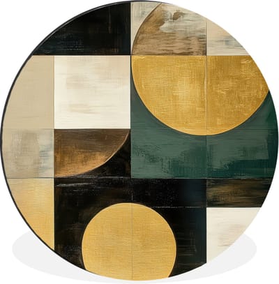 WallCircle - Wandcirkel - Muurcirkel - Abstract - Goud - Brons - Vormen - Geometrisch - Aluminium - Dibond - 60x60 cm - Binnen en Buiten