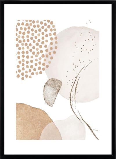 Poster Abstract Waterverf Design Aquarel - Roze, Bruin en Goud - Watercolor - 50x70 cm