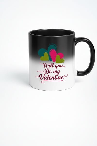 Valentijn Magische Mok - 'Will you Be my Valentine' met Kleurrijke Harten | Heat Reveal Cadeau