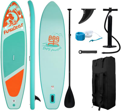 FUNWATER SUPFW28C – Opblaasbare SUP plank 350x86x15 cm – extra breed & stabiel – max 180 kg – geschikt voor volwassene + kind