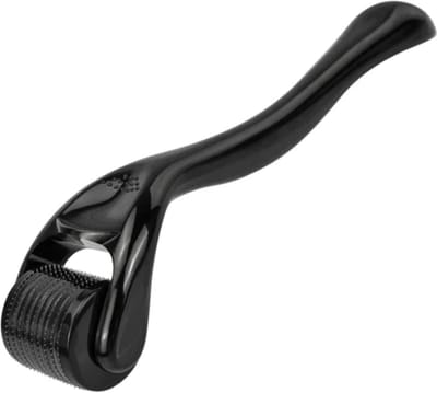 Dermar Roller Titanium - Gezichtsroller - Baardroller - Baardgroei - Derma roller gezicht - zwart - 0,2 MM - inc opbergclipje