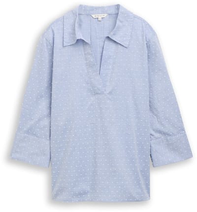 Tom Tailor - Losvallende blouse met borduursel - Maat 36 - blue white dobby