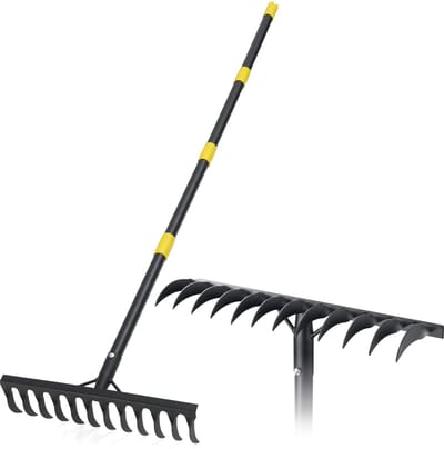 Dailygoods- Tuinhark Heavy Duty - 188 cm Lange Steel - 12 Tanden - Duurzaam Tuingereedschap - Geschikt voor Grondnivellering - Perfect voor Bladeren en Puin - Hark