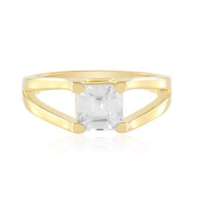 Cavill - Zilveren Ring 925 Sterling Zilver Verguld - 1 58 ct Cambodjaanse Zirkoon Asscher Geslepen - Elegante Ring met Gouden Look - Maat 17-20